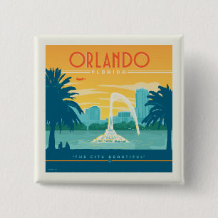 Orlando Florida Vierkante Button 5,1 Cm