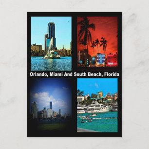 Orlando, Miami, South Beach Collage Briefkaart