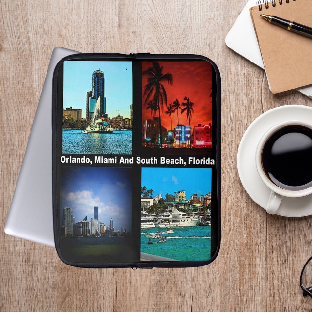 Orlando, Miami, Zuid-Beach Collage Laptop Sleeve (Orlando, Miami, South Beach Collage Laptop Sleeve)
