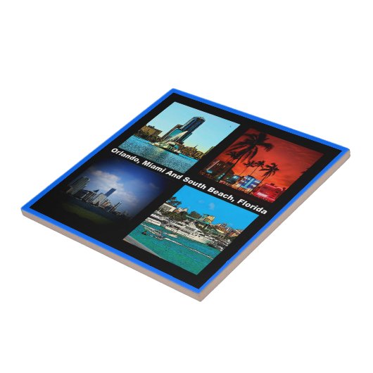 Orlando, Miami, Zuid-Beach Collage Tegeltje (Zijkant)