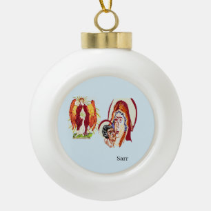 Ornament: Archangel Uriel & Virgin Mary & Jesus Keramische Bal Ornament