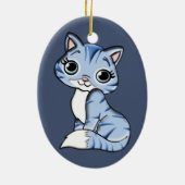 ornament blauw kat porselein (Achterkant)