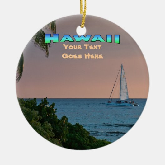 Ornament: Blue Catamaran Sunset (Circle) Keramisch Ornament (Voorkant)