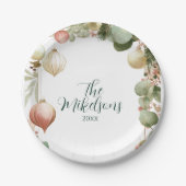 Ornament Botanisch Kerstfeest Papieren Bordje (Voorkant)