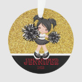 Ornament Cheerleader Black & Gold personnalisé (devant)