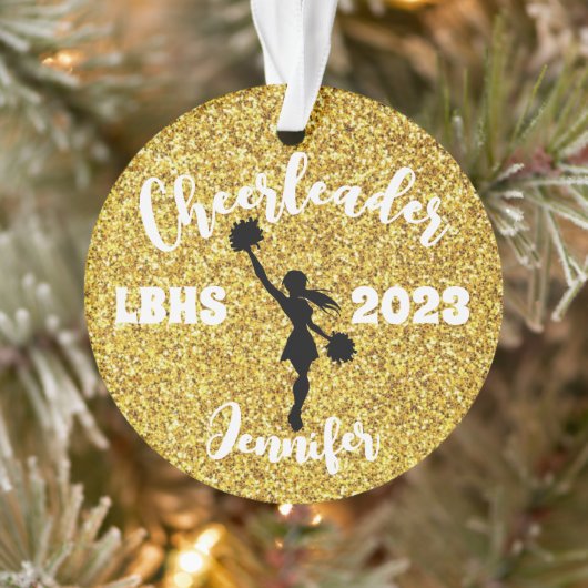 Ornament Cheerleader Black & Gold personnalisé (Arbre)