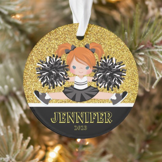 Ornament Cheerleader Black & Gold personnalisé (Arbre)