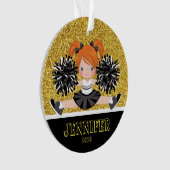 Ornament Cheerleader Black & Gold personnalisé (devant)