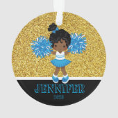 Ornament Cheerleader bleu & or personnalisé (dos)