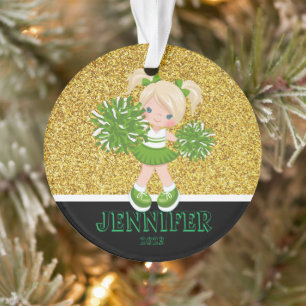 Ornament Cheerleader personnalisé Vert & Or