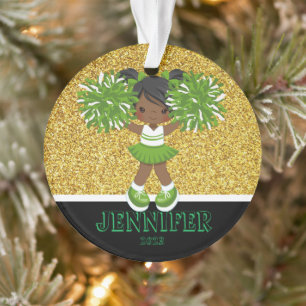 Ornament Cheerleader personnalisé Vert & Or
