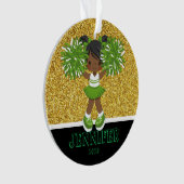 Ornament Cheerleader personnalisé Vert & Or (devant)