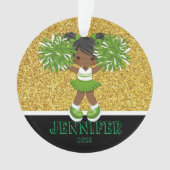 Ornament Cheerleader personnalisé Vert & Or (devant)