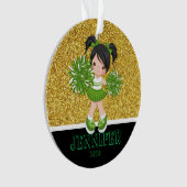 Ornament Cheerleader personnalisé Vert & Or (devant)
