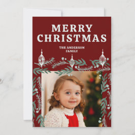 Ornament en Evergreen Border twee foto's Feestdagenkaart
