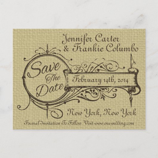 Ornament en overlapping sparen de Datum Aankondigingskaart (Voorkant)