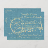 Ornament en overlapping sparen de Datum Aankondigingskaart (Voorkant / Achterkant)