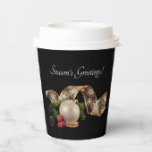 Ornament, Evergreen and Gold Ribbon Paper cup Papieren Bekers (Achterkant)