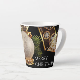 Ornament, Evergreen en Gold Ribbon Latte Mok