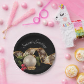 Ornament, Evergreen en Gold Ribbon Papieren Bordje (Feest)