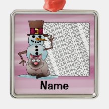 Ornament, Foto & Name Sjabloon, Cat Snowman