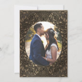  Ornament gouden foto bruiloft uitnodiging (Achterkant)