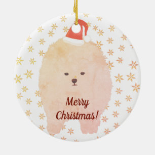 Ornament, Kerst Pomeranian Hond Sneeuwvlokken Keramisch Ornament