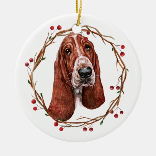 Ornament kerstbasset Hound (Voorkant)