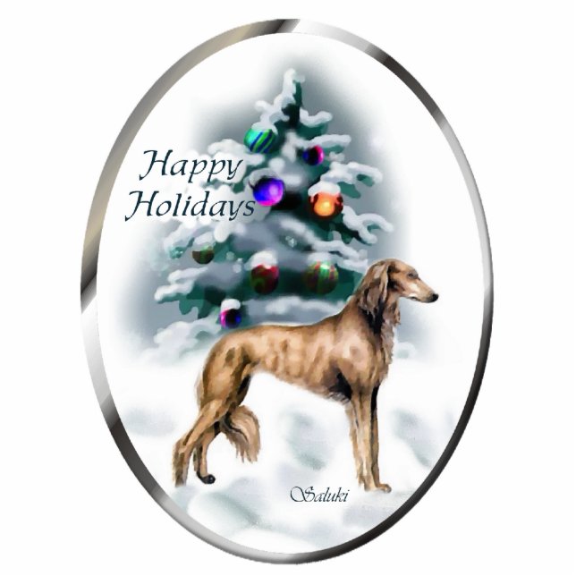 Ornament kerstcadeaus Saluki Fotobeeldje Ornament (Voorkant)