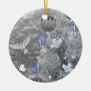 Ornament kerstcirkel, blauw zilver