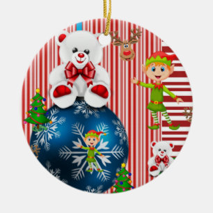 Ornament kerstcirkel, Elf Teddy Bear