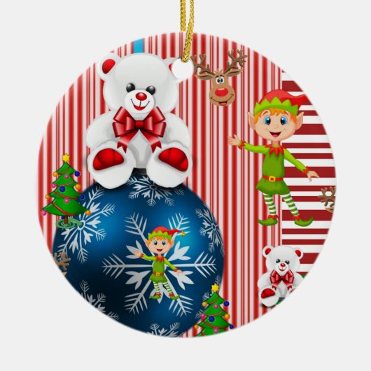 Ornament kerstcirkel, Elf Teddy Bear (Voorkant)