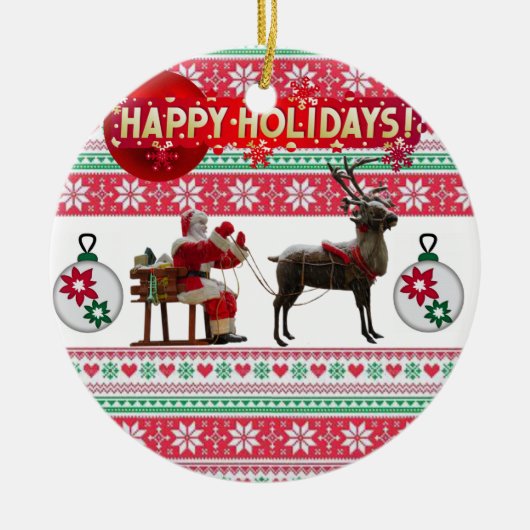 Ornament kerstcirkel Prettige feestdagen (Voorkant)