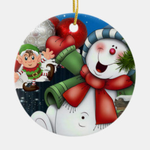Ornament kerstcirkel, Snowman Elf