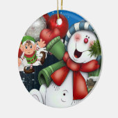 Ornament kerstcirkel, Snowman Elf (Links)