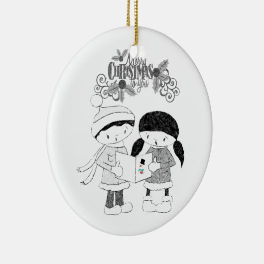 Ornament kerstcirkel, vrolijk kerstfeest (Rechts)