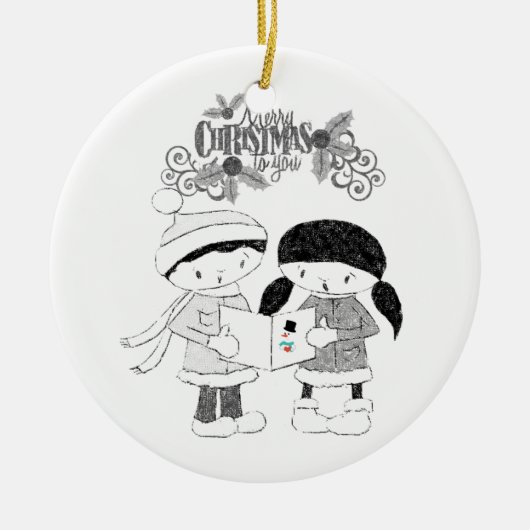 Ornament kerstcirkel, vrolijk kerstfeest (Voorkant)