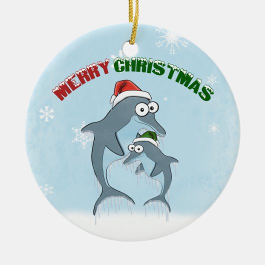 Ornament kerstdolfijnen (dubbelzijdig) (Voorkant)