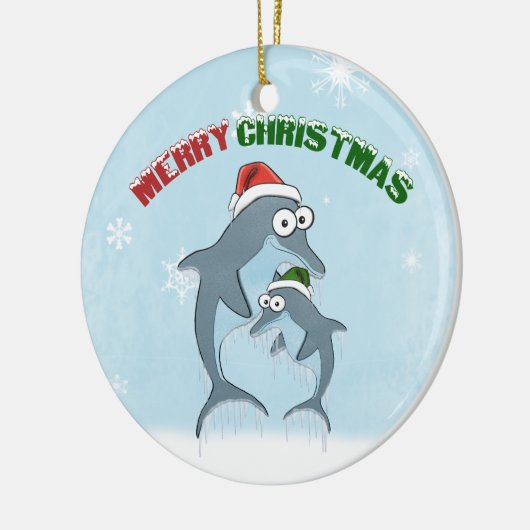 Ornament kerstdolfijnen (dubbelzijdig) (Links)