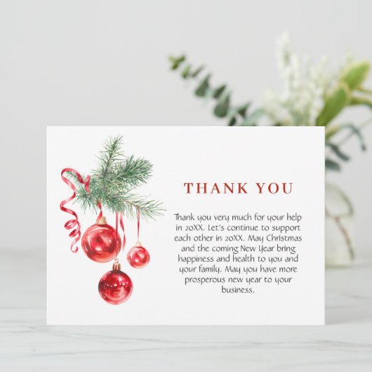 Ornament kerstfeestdag bedankkaart (Staand voorkant)