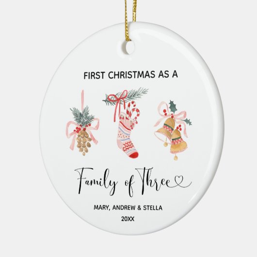 Ornament Kerstmis als een gezin van drie jaar (Links)