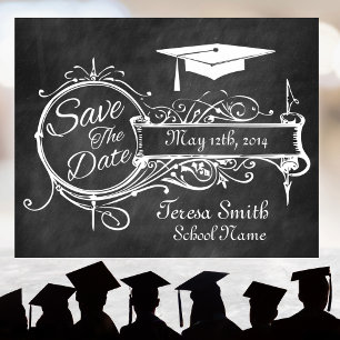 Ornament & Krijt Afstuderen Save The Date Aankondigingskaart