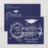  Ornament & Krijt Afstuderen Save The Date Aankondigingskaart (Voorkant / Achterkant)