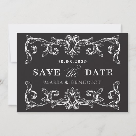  ornament kunst bruiloft save the date (Voorkant)