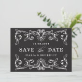  ornament kunst bruiloft save the date (Staand voorkant)