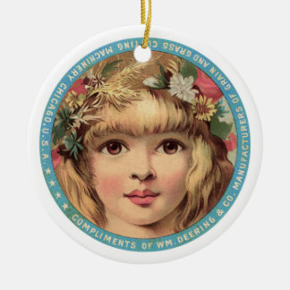 Ornament, Meisje met Bloemen advertentie Keramisch Ornament