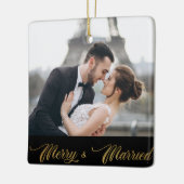 Ornament Merry and Married Gold Script Pas getrouw (Links)