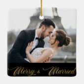 Ornament Merry and Married Gold Script Pas getrouw (Achterkant)