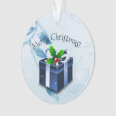 Ornament met blauw kerstcadeau (voorkant)