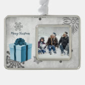 Ornament met blauw kerstcadeau (Voorkant)